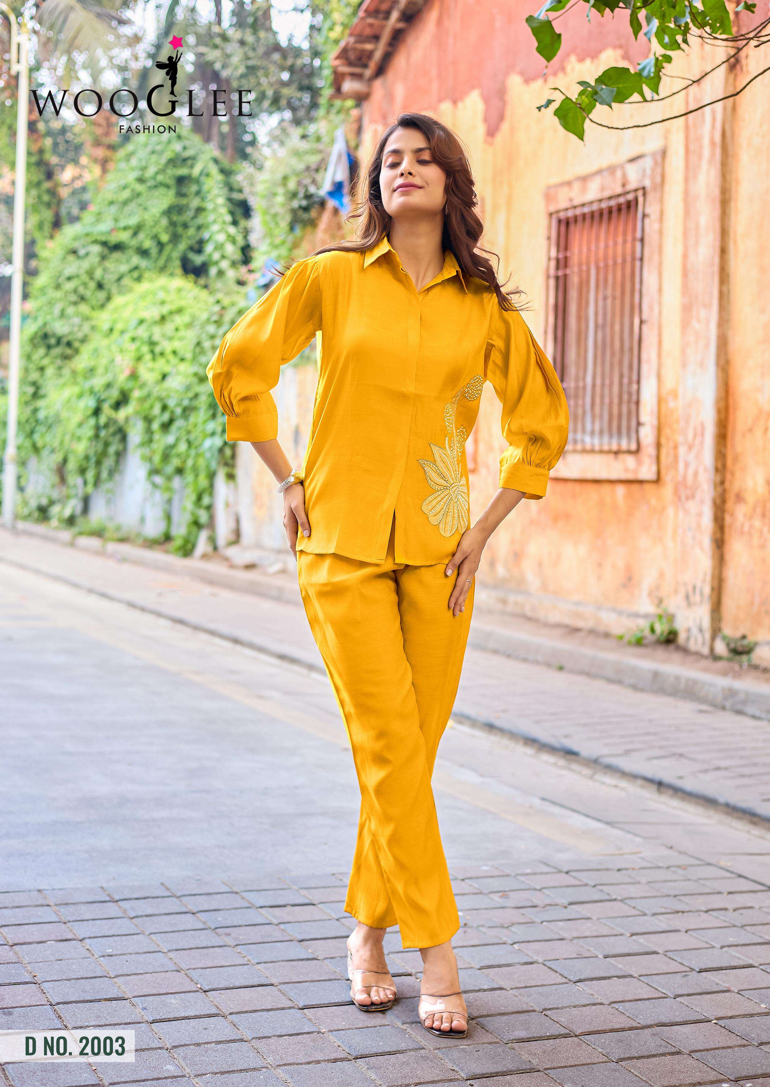 WOOGLEE HIGH LOOK SILK FANCY WORKS LADIES TOP WITH BOTTOM PAIR 