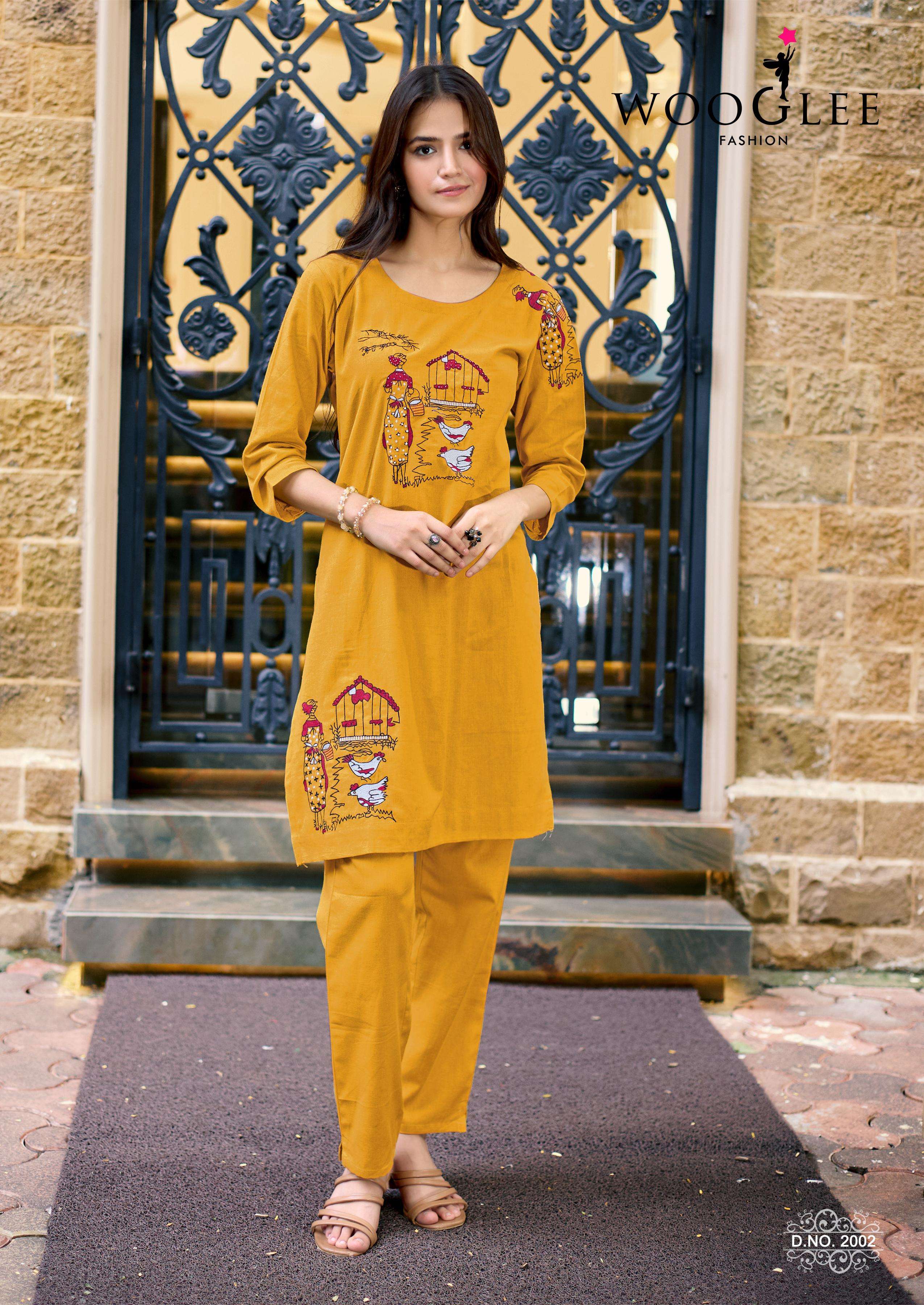 WOOGLEE SHIVANGI COTTON FANCY WORK LADIES KURTI WITH BOTTOM PAIR 