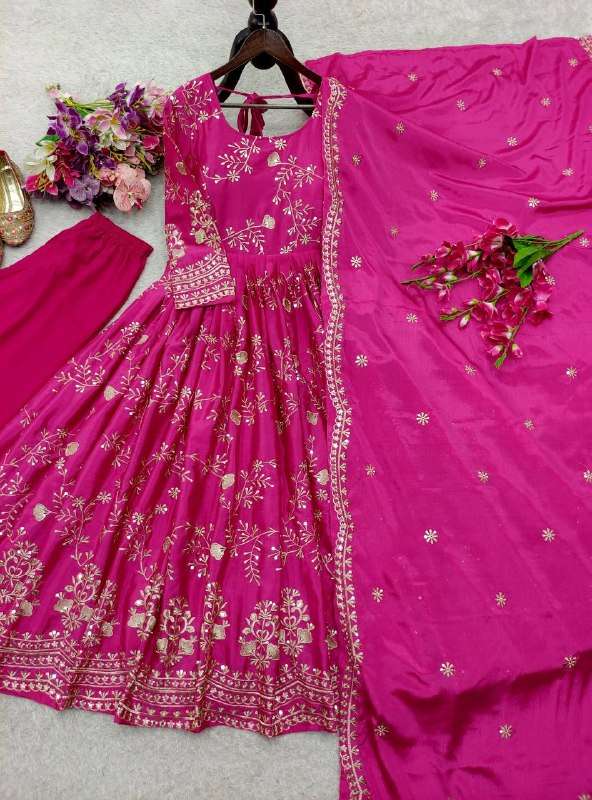 WW 1234 SILK BEAUTIFUL DESIGNER LOOK PARTY WEAR ANARKALI GOWN STYLE SUIT