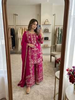 WW 1248 SILK BEAUTIFUL EMBROIDERY DESIGNER WEDDING WEAR SHARARA SUIT