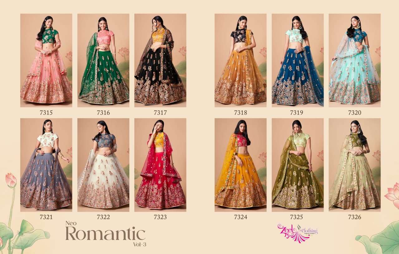 ZEEL CLOTHING NEO ROMANTIC VOL 3 SILK DESIGNER WORK FESTIVE WEAR LEHENGA CHOLI COLLECTION