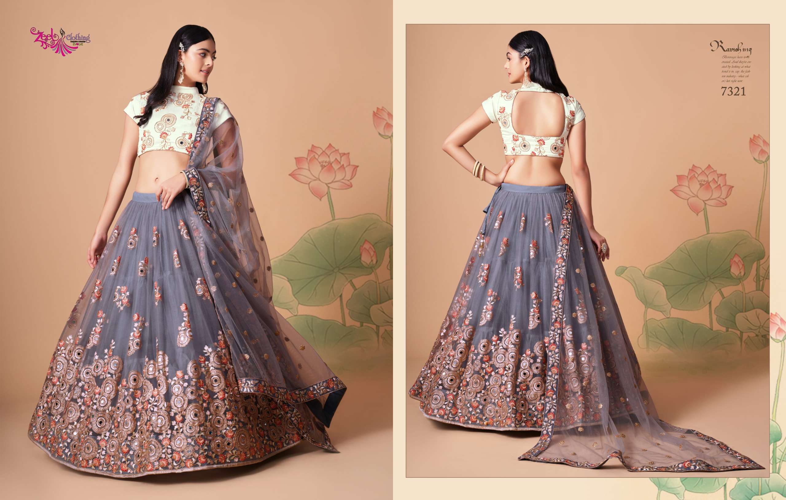 ZEEL CLOTHING NEO ROMANTIC VOL 3 SILK DESIGNER WORK FESTIVE WEAR LEHENGA CHOLI COLLECTION