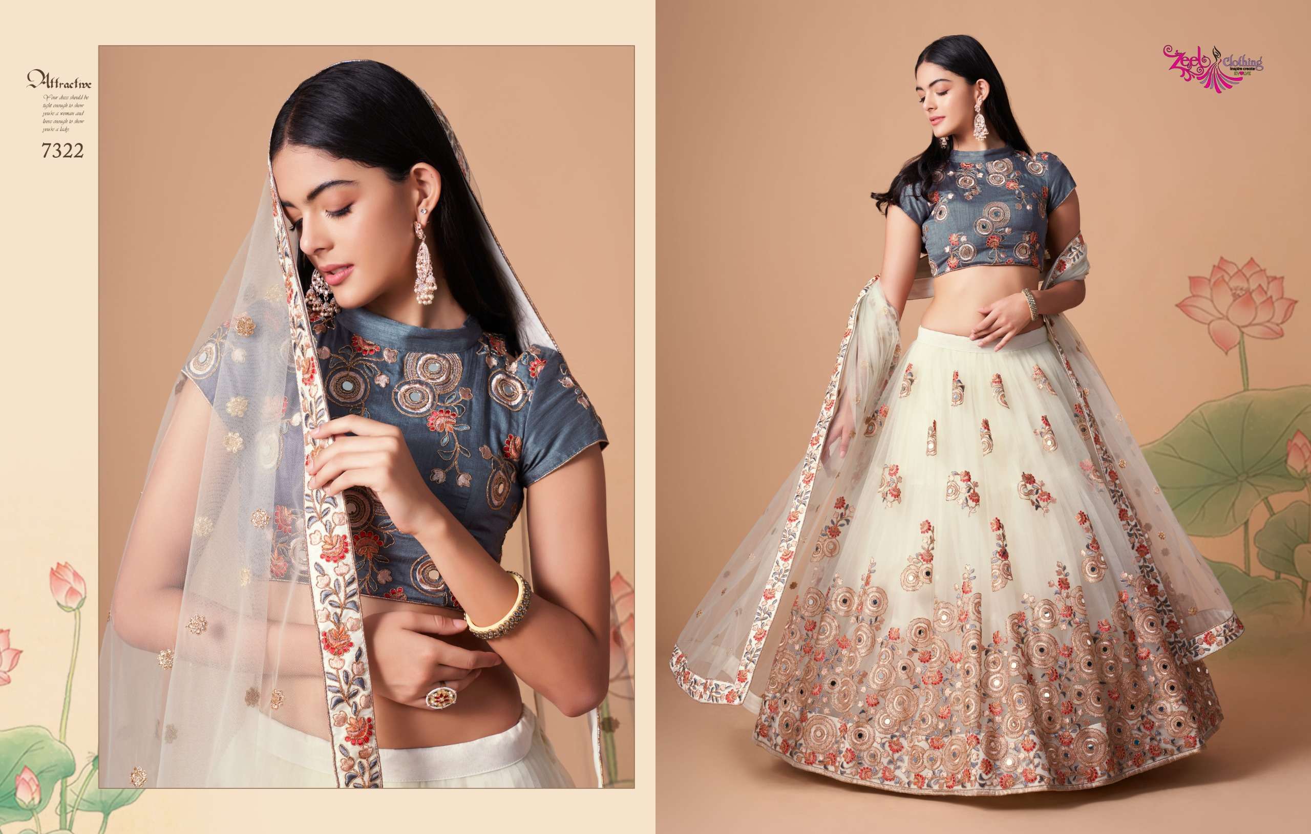 ZEEL CLOTHING NEO ROMANTIC VOL 3 SILK DESIGNER WORK FESTIVE WEAR LEHENGA CHOLI COLLECTION