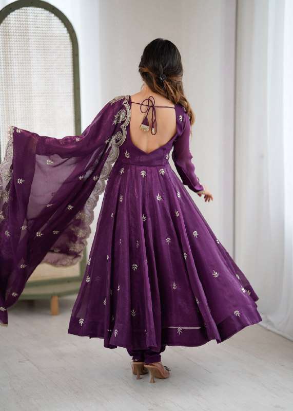 ZF 5011 SILK SEQUENCE EMBROIDERY DESIGNER ANARKALI STYLE GOWN DRESS