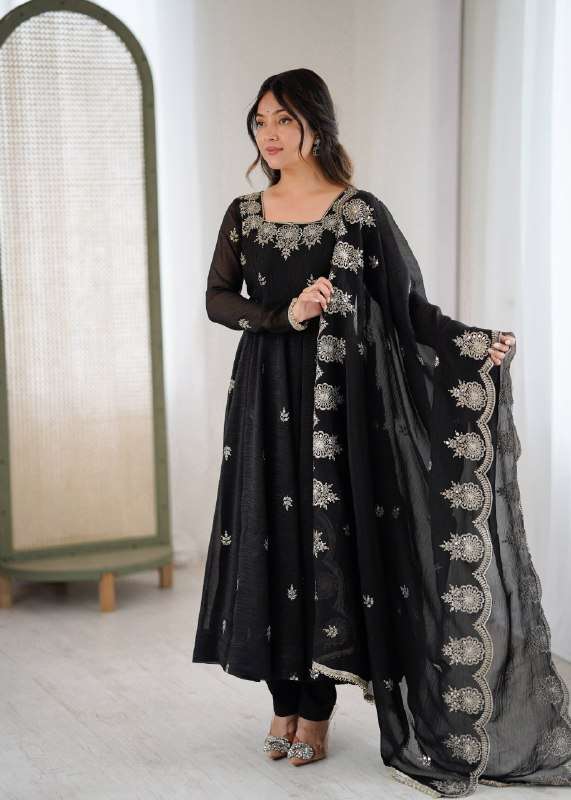 ZF 5011 SILK SEQUENCE EMBROIDERY DESIGNER ANARKALI STYLE GOWN DRESS
