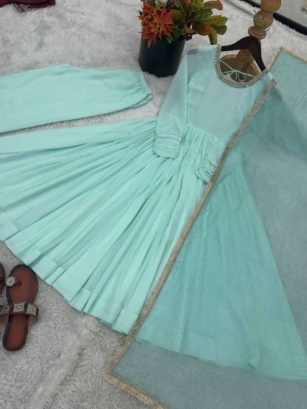 ZF 5020 GEORGETTE PREETY LOOK DESIGNER LADIES ANARKALI STYLE GOWN SUIT