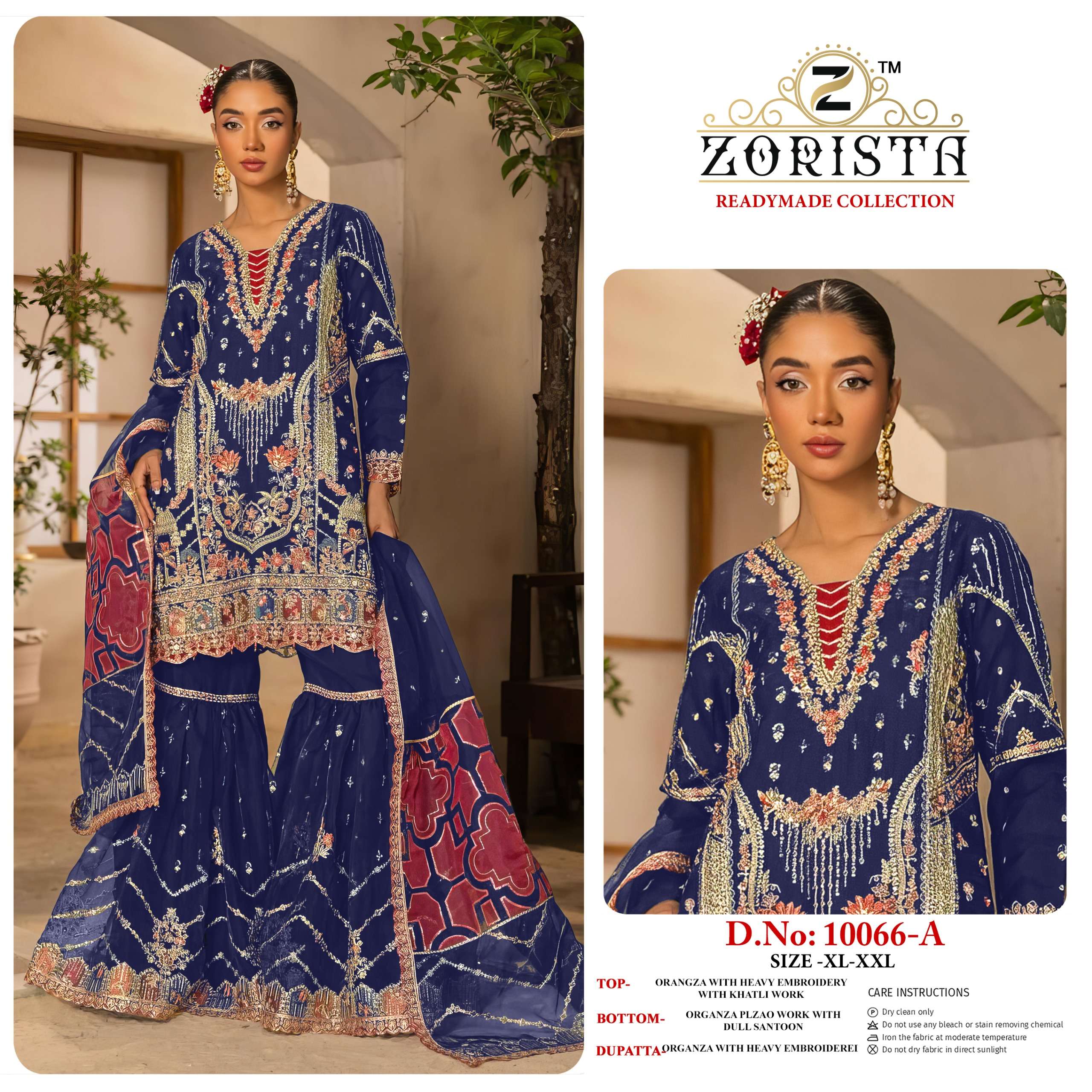 ZORISTA D NO 10066 ORANGZA SILK WITH EMBROIDERY DESIGNER PAKISTANI SUIT