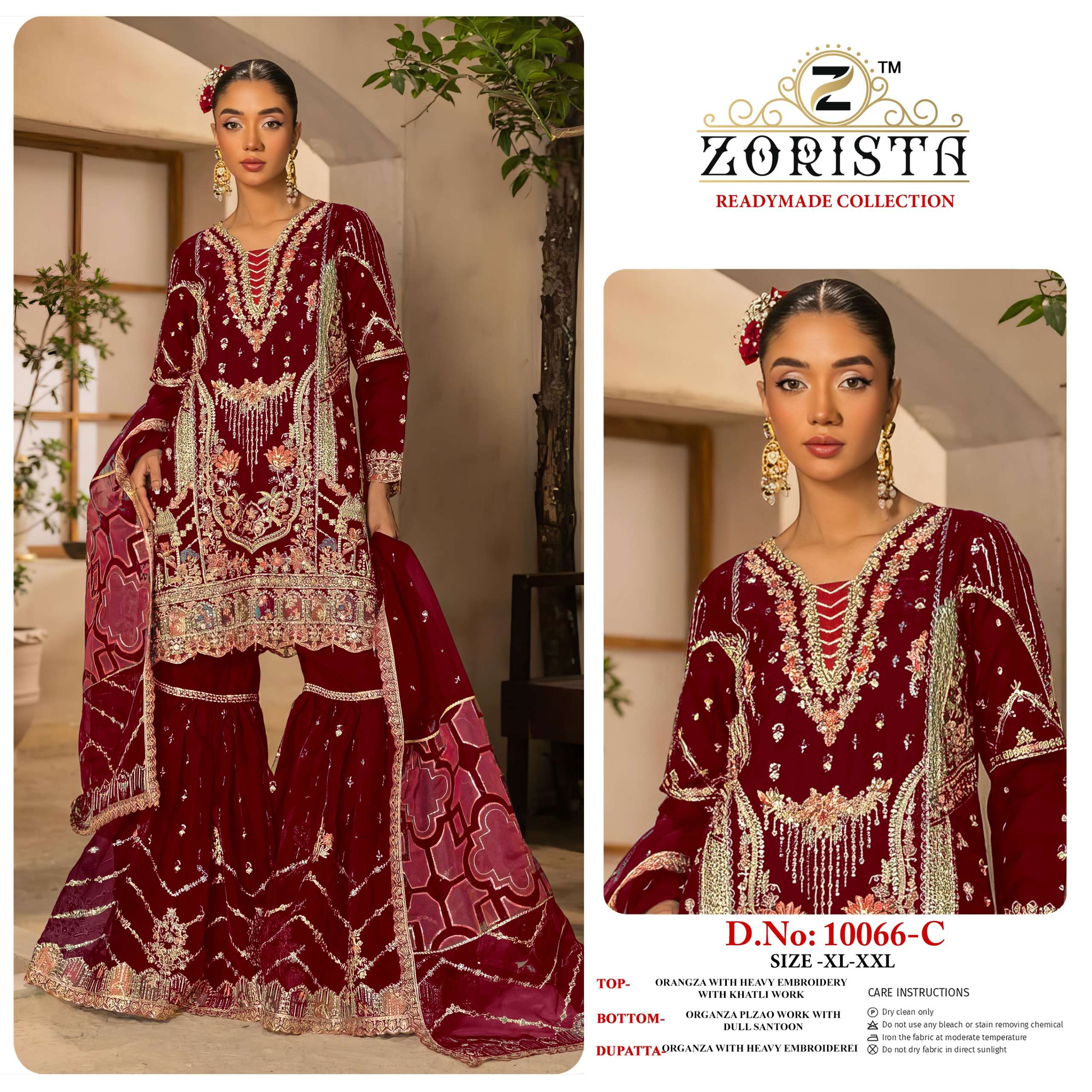 ZORISTA D NO 10066 ORANGZA SILK WITH EMBROIDERY DESIGNER PAKISTANI SUIT