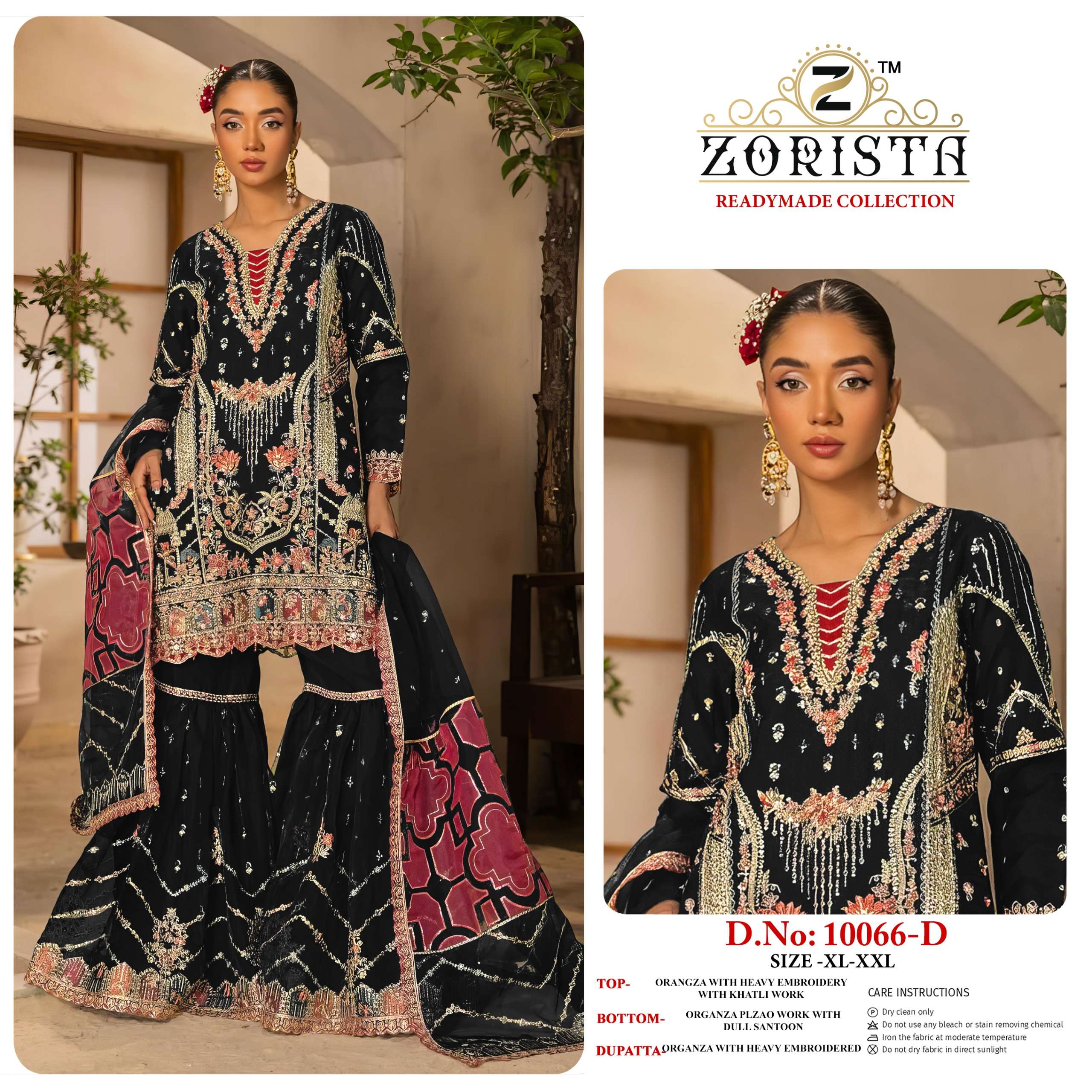 ZORISTA D NO 10066 ORANGZA SILK WITH EMBROIDERY DESIGNER PAKISTANI SUIT
