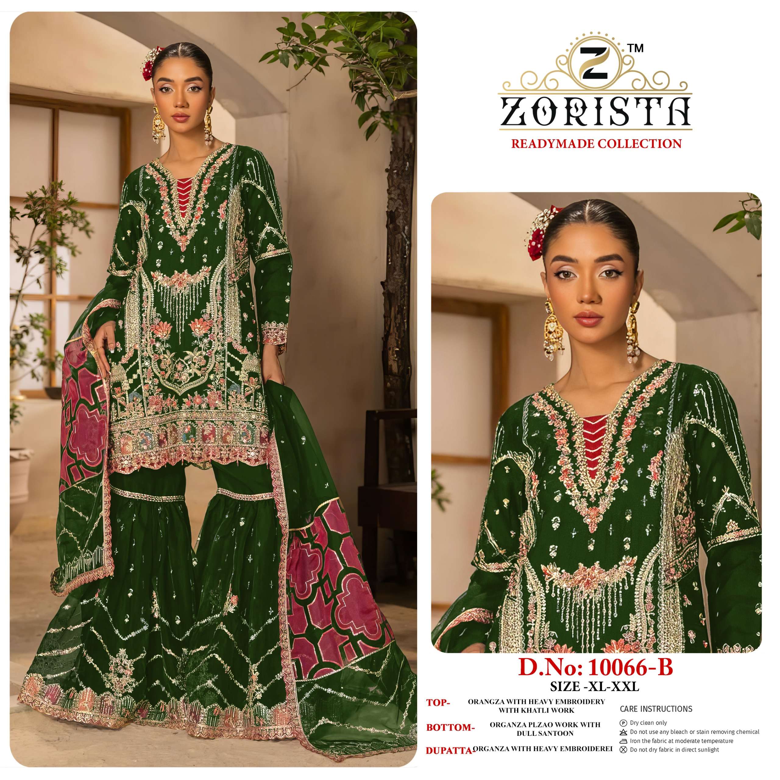 ZORISTA D NO 10066 ORANGZA SILK WITH EMBROIDERY DESIGNER PAKISTANI SUIT