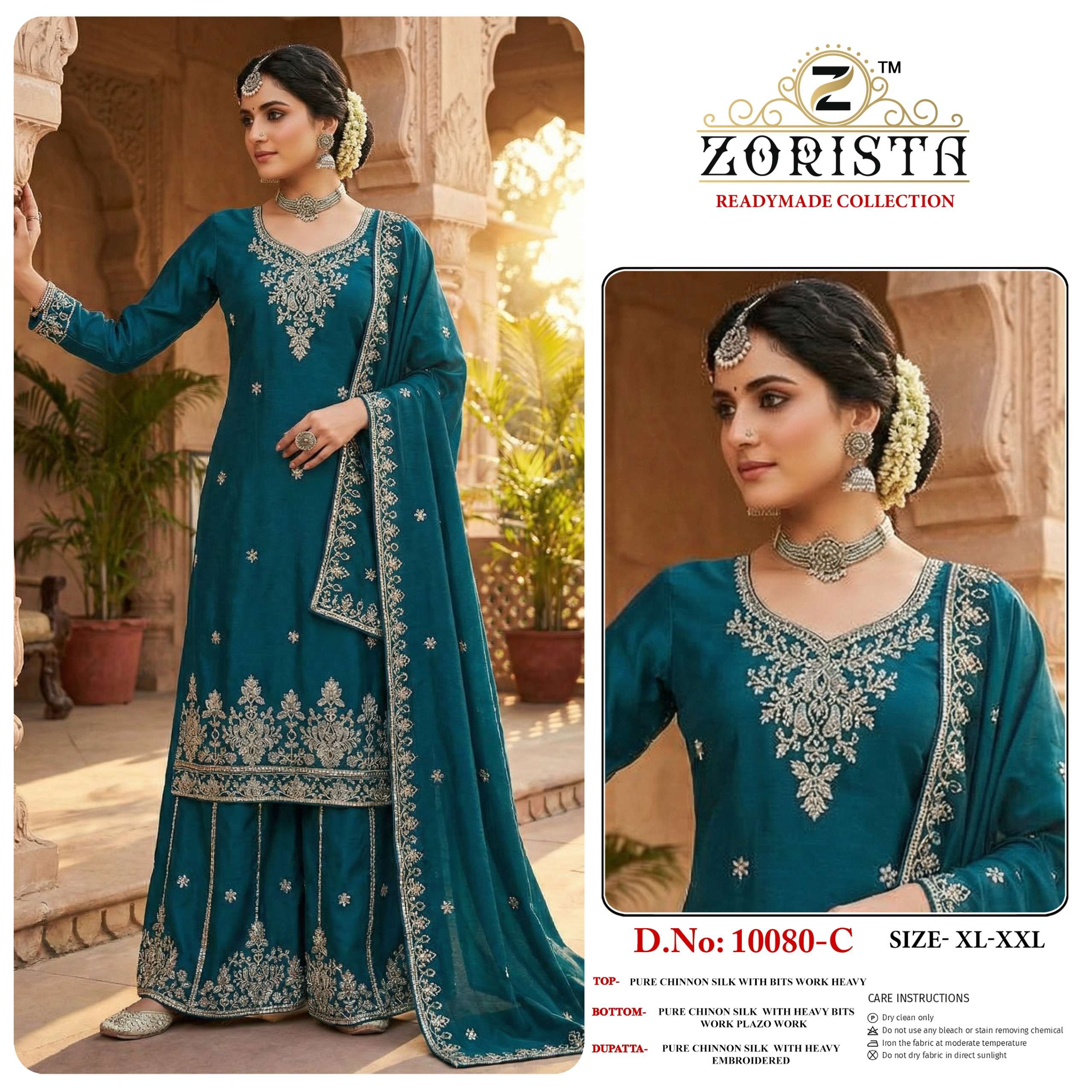 ZORISTA D NO 10080 SILK HEAVY EMBROIDERD DESIGNER WEDDING WEAR SUIT