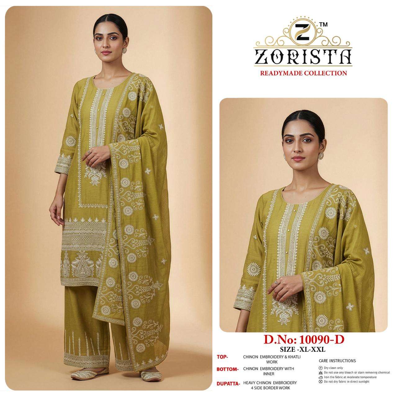  ZORISTA D NO 10090  SILK WITH EMBRODERY DESIGNER WORK PAKISTANI SUIT