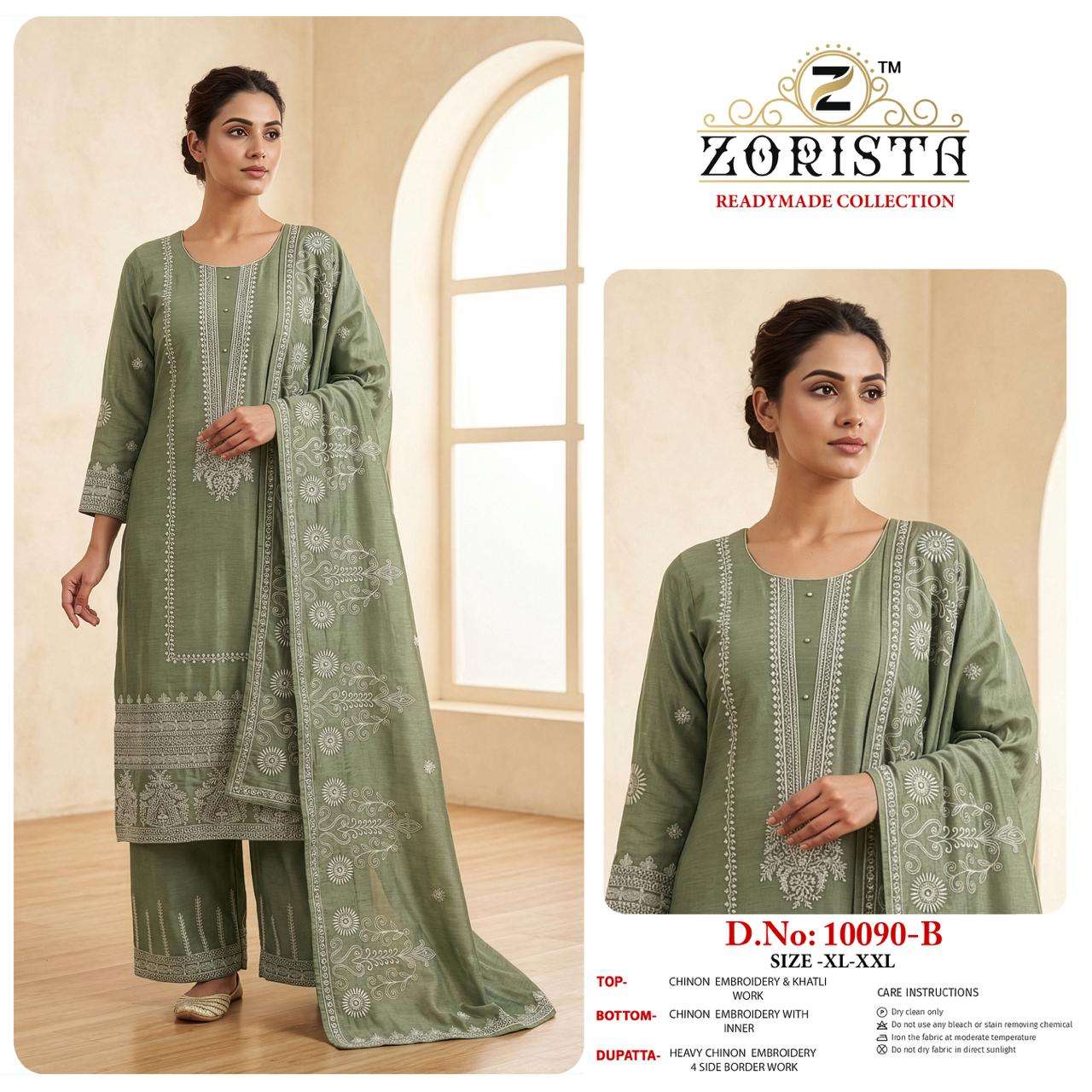  ZORISTA D NO 10090  SILK WITH EMBRODERY DESIGNER WORK PAKISTANI SUIT