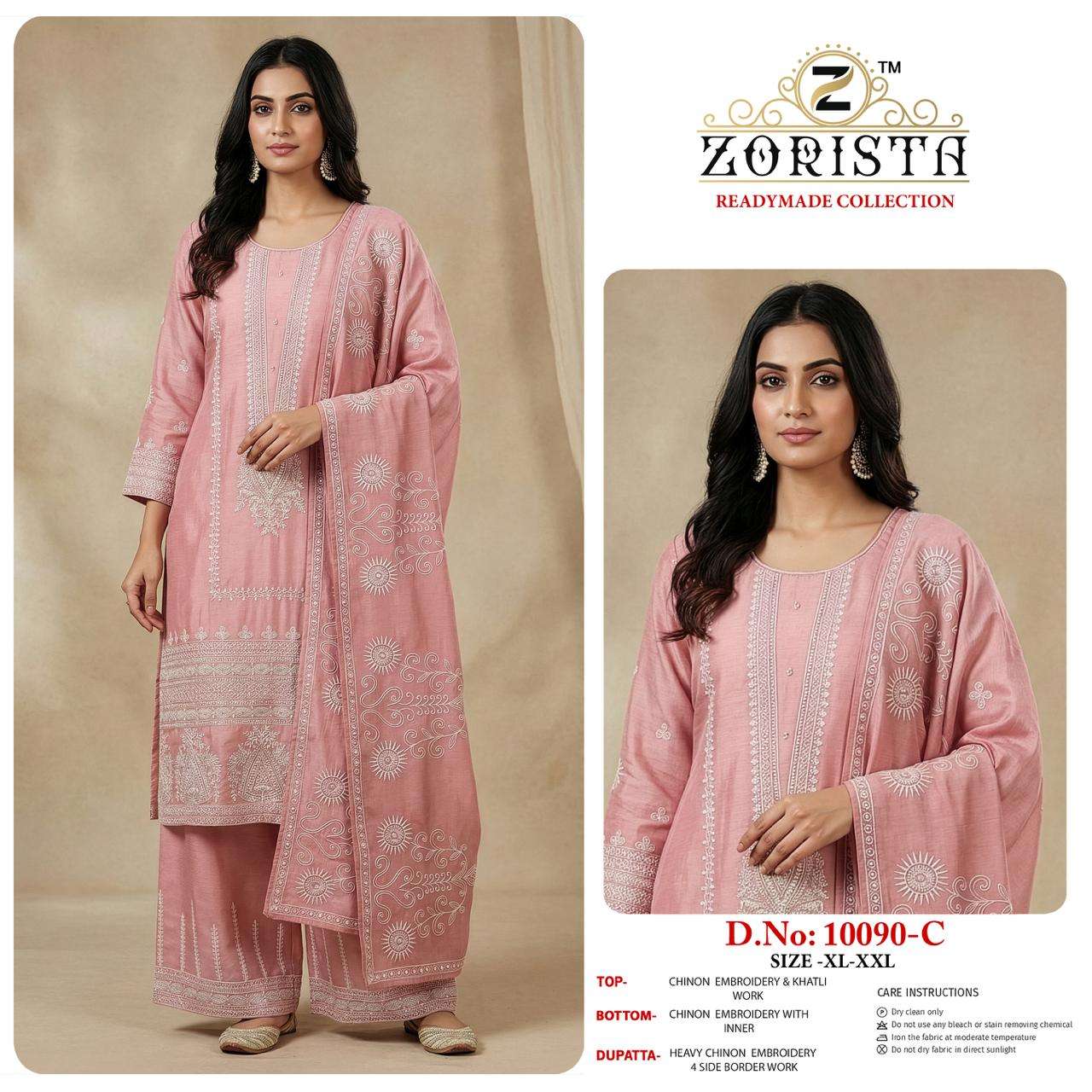  ZORISTA D NO 10090  SILK WITH EMBRODERY DESIGNER WORK PAKISTANI SUIT