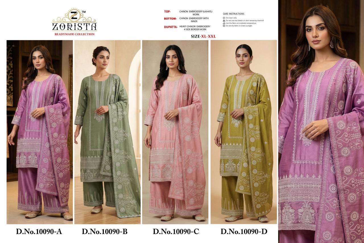  ZORISTA D NO 10090  SILK WITH EMBRODERY DESIGNER WORK PAKISTANI SUIT