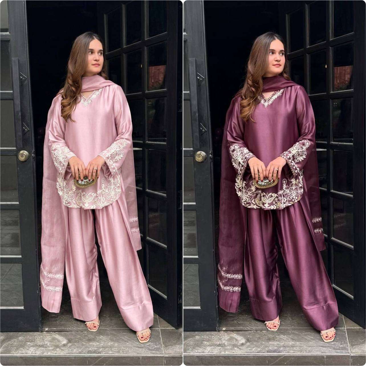 ZSR 3125 CREPE SILK BEAUTIFUL DESIGNER LOOK LADIES SUIT