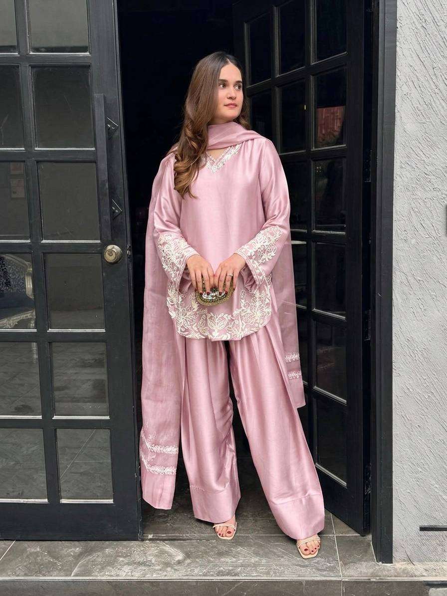 ZSR 3125 CREPE SILK BEAUTIFUL DESIGNER LOOK LADIES SUIT