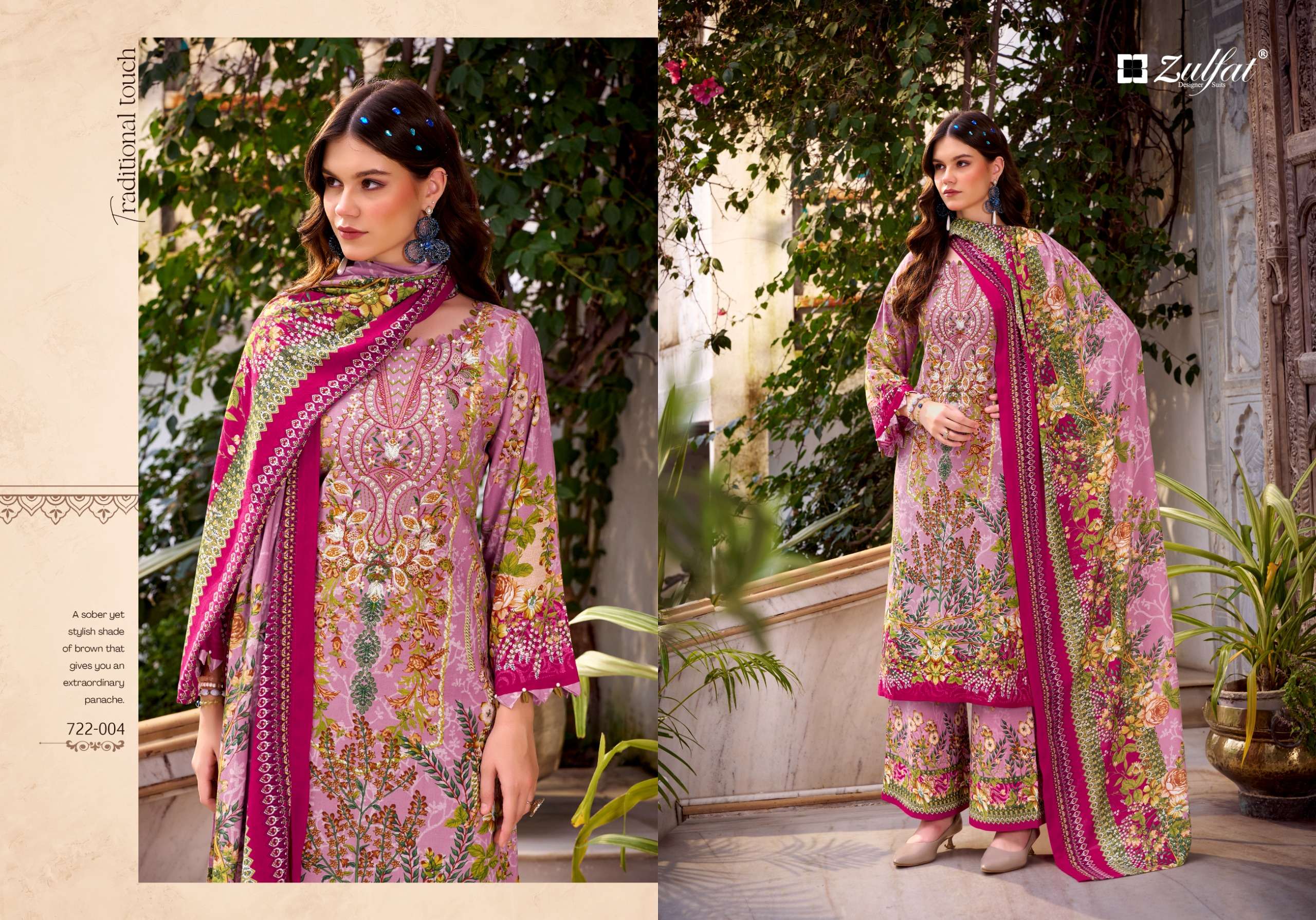 ZULFAT DESIGNER SUITS DILRUBA VOL 2 RAYON DIGITAL PRINT WITH HAND WORK SUIT