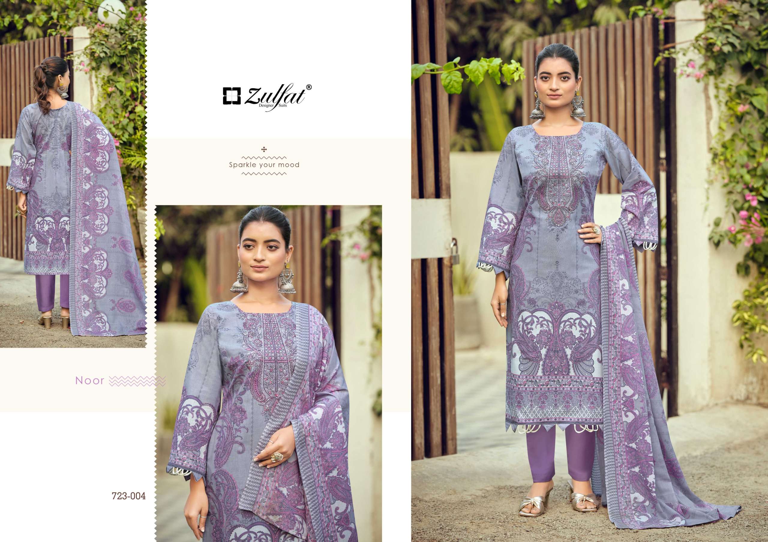 ZULFAT DESIGNER SUITS FIRDAUS VOL 2 COTTON PRINT WITH FANCY WORK SUIT