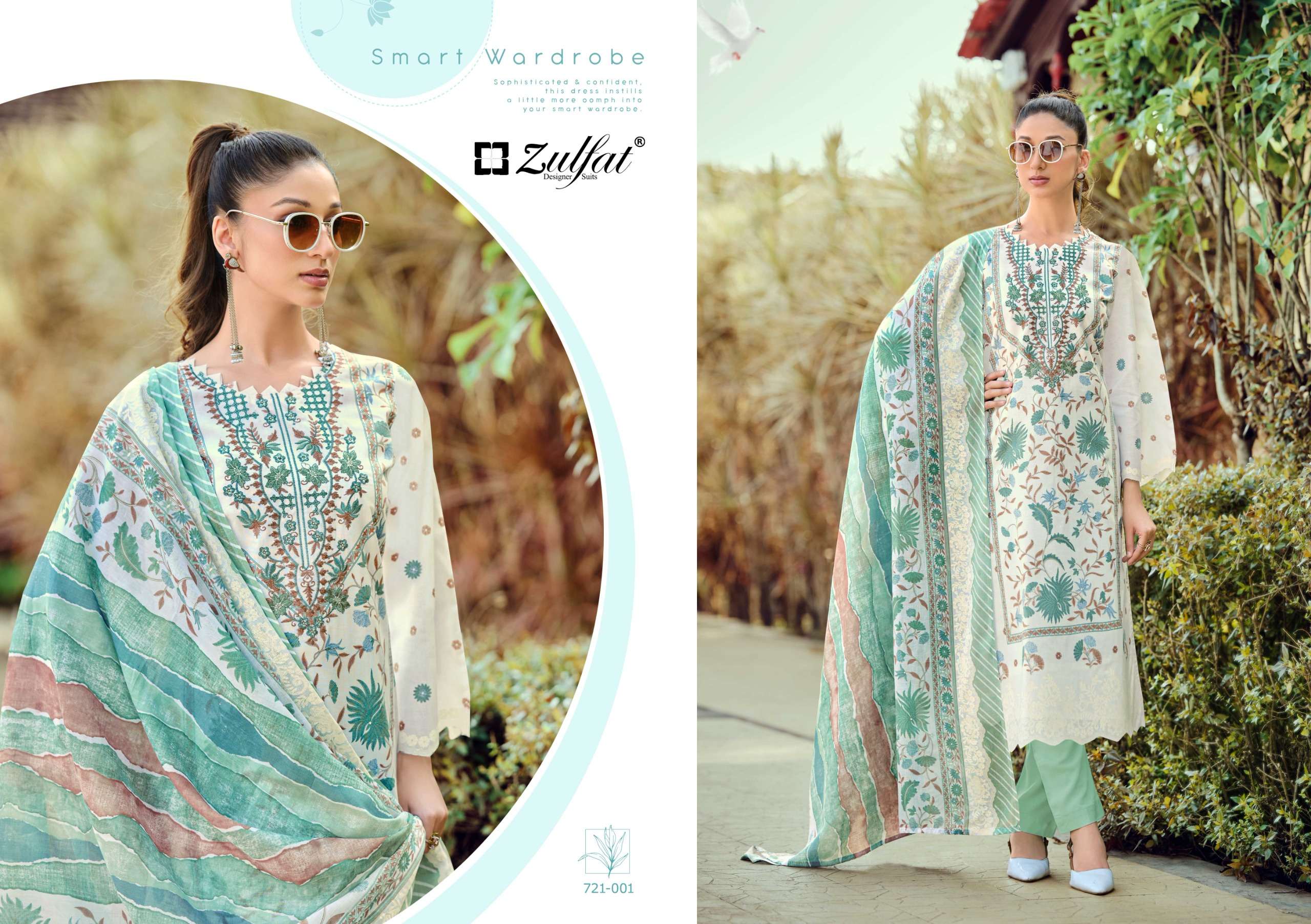 ZULFAT DESIGNER SUITS SANA SAFINA VOL 5 COTTON PRINT WITH FANCY WORK SUIT