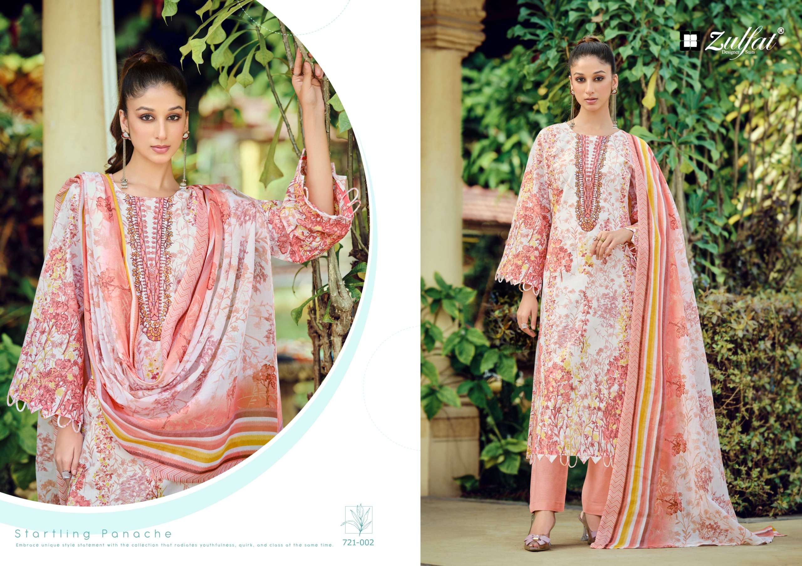 ZULFAT DESIGNER SUITS SANA SAFINA VOL 5 COTTON PRINT WITH FANCY WORK SUIT