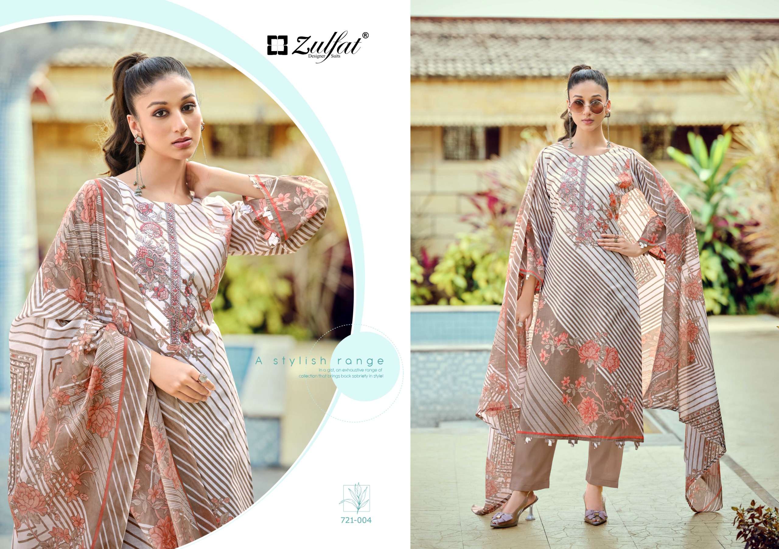 ZULFAT DESIGNER SUITS SANA SAFINA VOL 5 COTTON PRINT WITH FANCY WORK SUIT