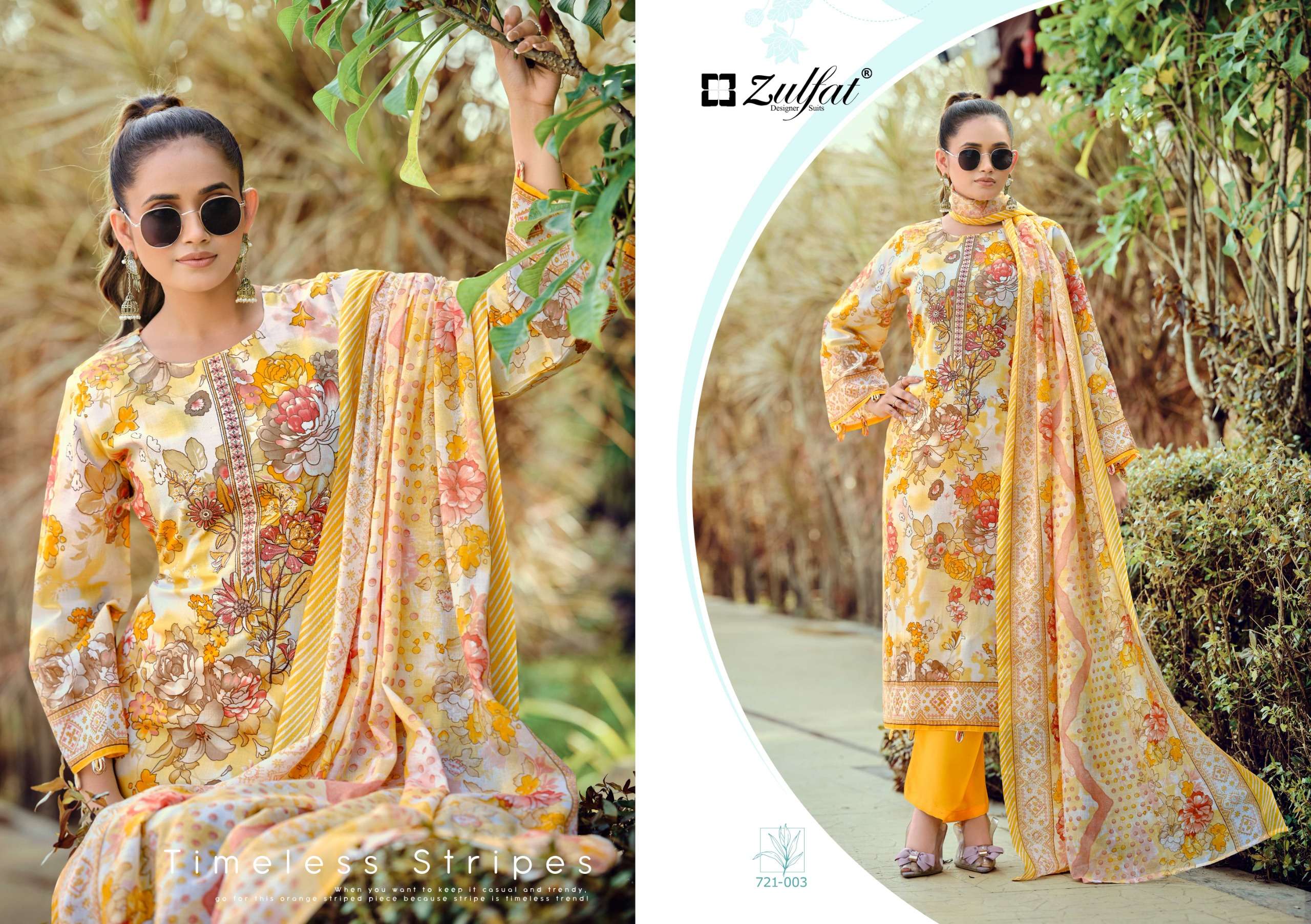 ZULFAT DESIGNER SUITS SANA SAFINA VOL 5 COTTON PRINT WITH FANCY WORK SUIT