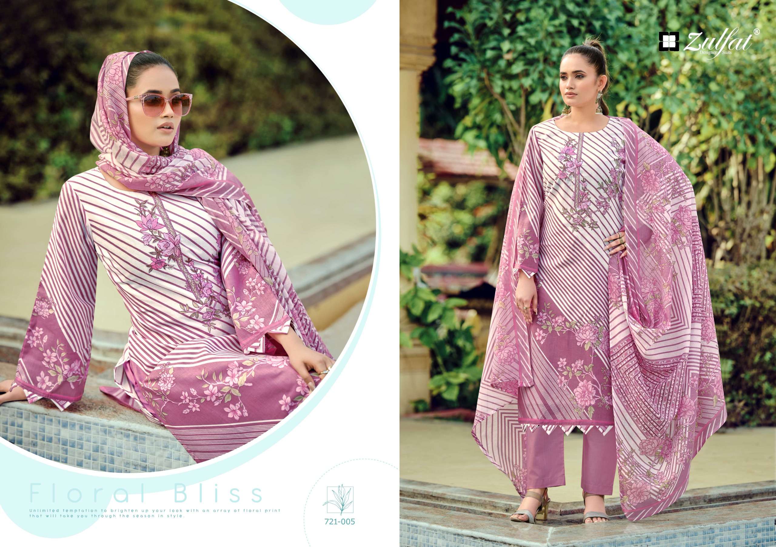 ZULFAT DESIGNER SUITS SANA SAFINA VOL 5 COTTON PRINT WITH FANCY WORK SUIT