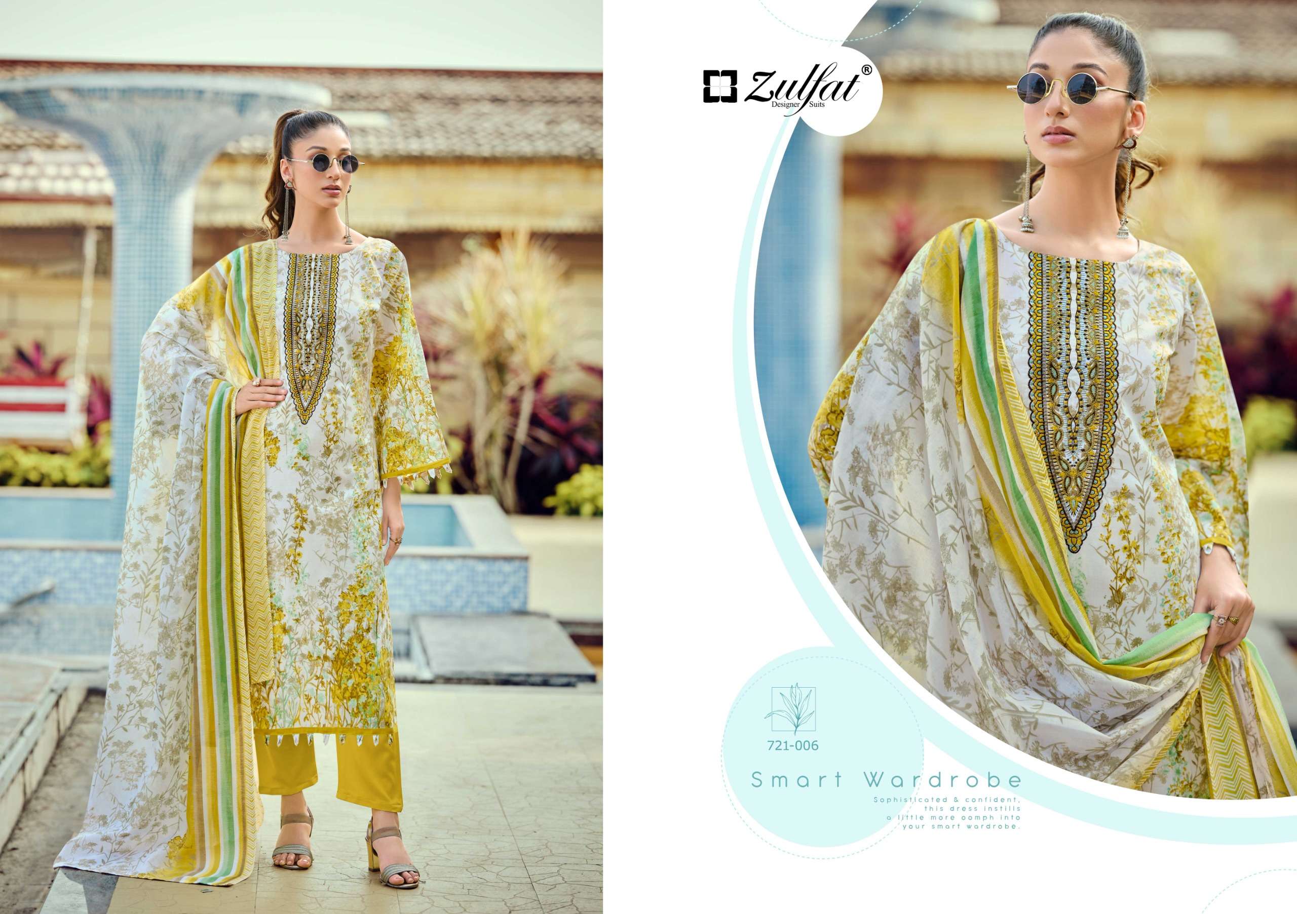 ZULFAT DESIGNER SUITS SANA SAFINA VOL 5 COTTON PRINT WITH FANCY WORK SUIT