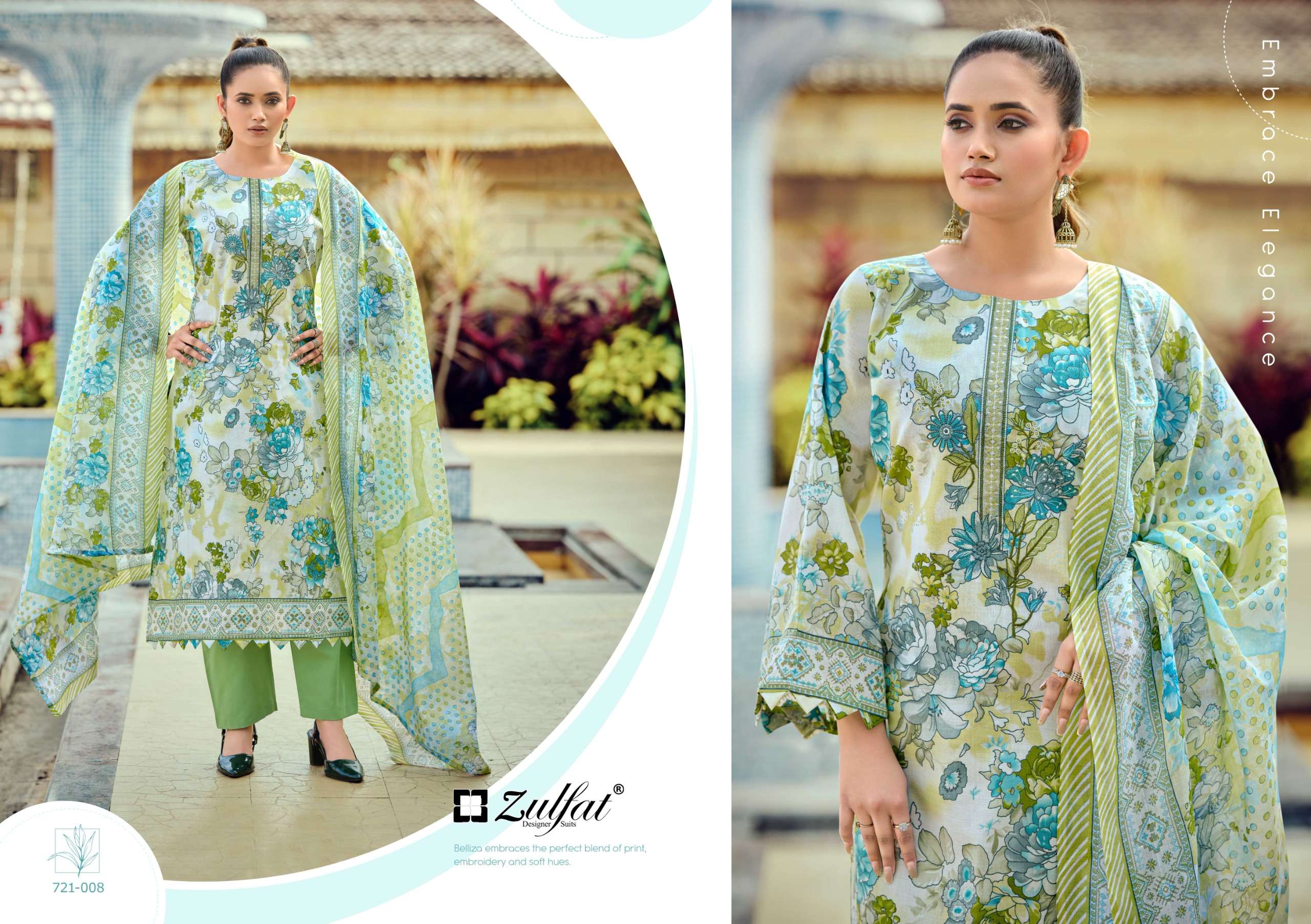 ZULFAT DESIGNER SUITS SANA SAFINA VOL 5 COTTON PRINT WITH FANCY WORK SUIT
