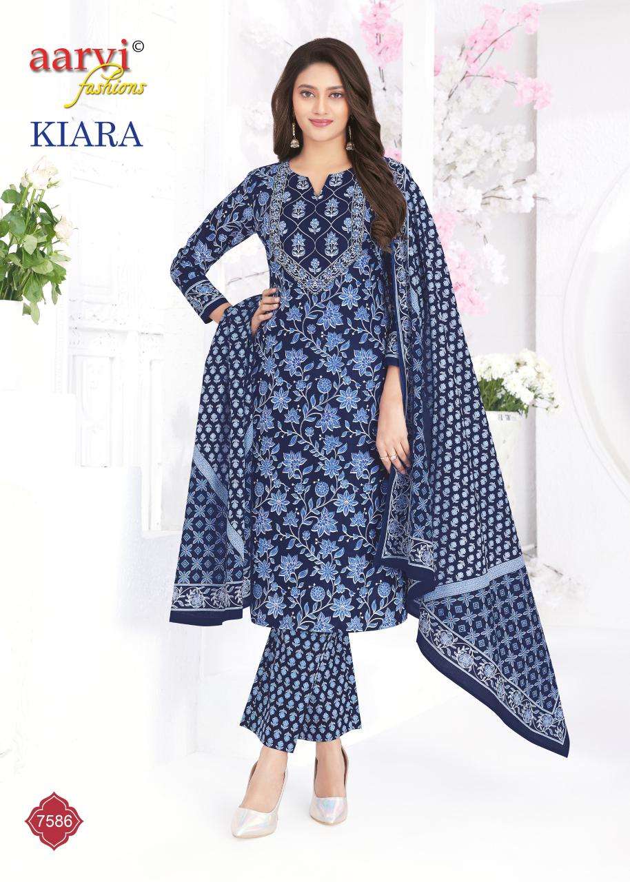 AARVI FASHION KIARA VOL 1 COTTON PRINT LADIES KURTI BOTTOM AND DUPATTA SET 