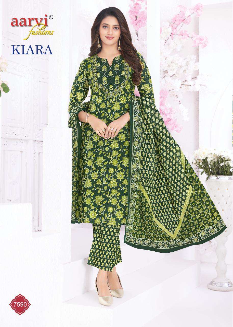 AARVI FASHION KIARA VOL 1 COTTON PRINT LADIES KURTI BOTTOM AND DUPATTA SET 
