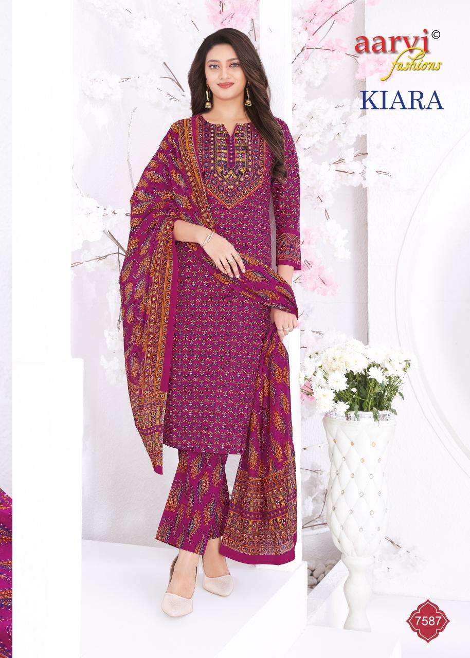 AARVI FASHION KIARA VOL 1 COTTON PRINT LADIES KURTI BOTTOM AND DUPATTA SET 