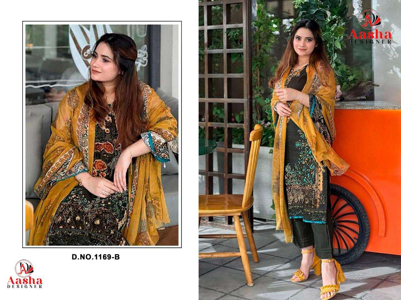 AASHA DESIGNER D NO 1169 COTTON PATCH EMBROIDERY WORK SALWAR KAMEEZ 