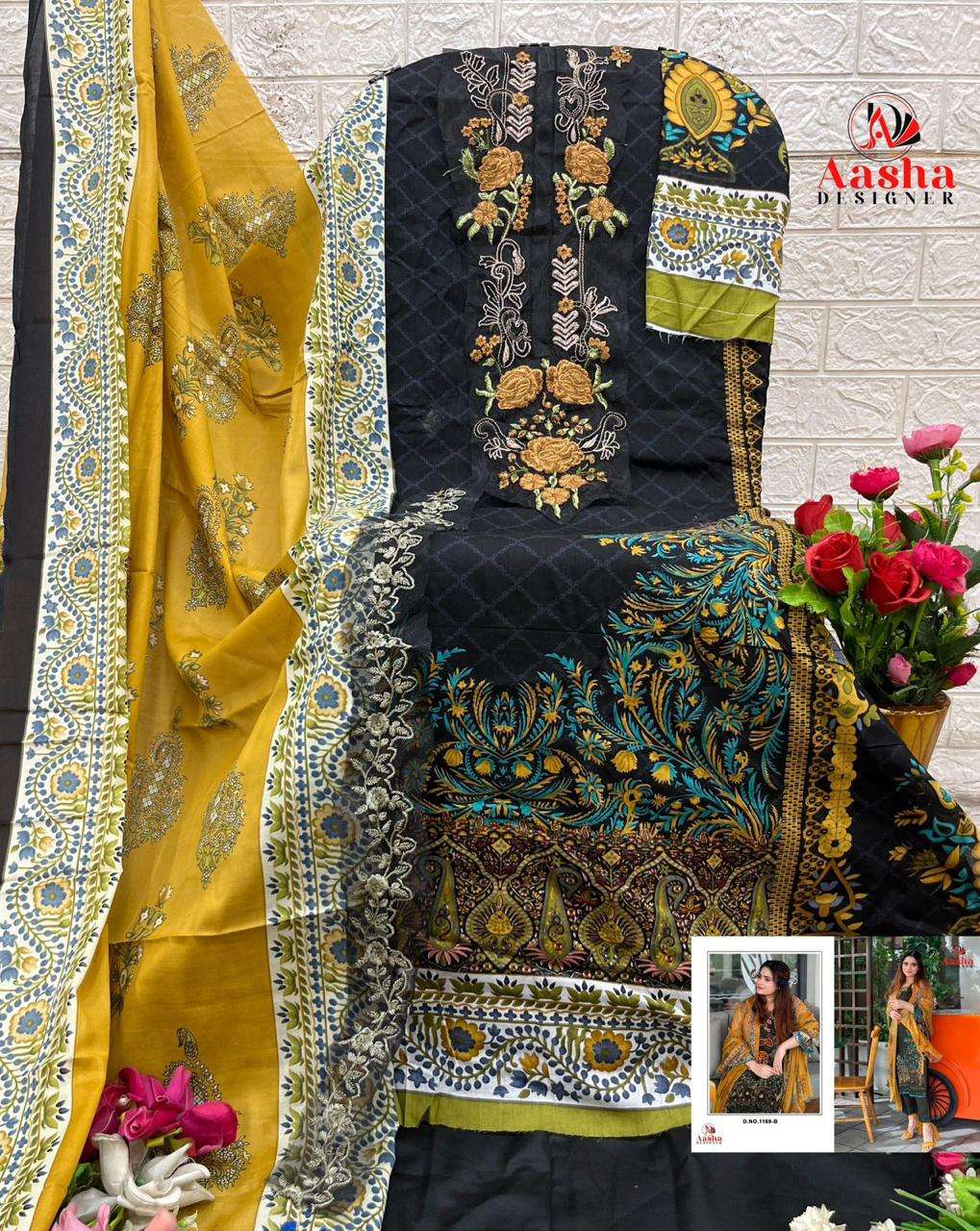 AASHA DESIGNER D NO 1169 COTTON PATCH EMBROIDERY WORK SALWAR KAMEEZ 
