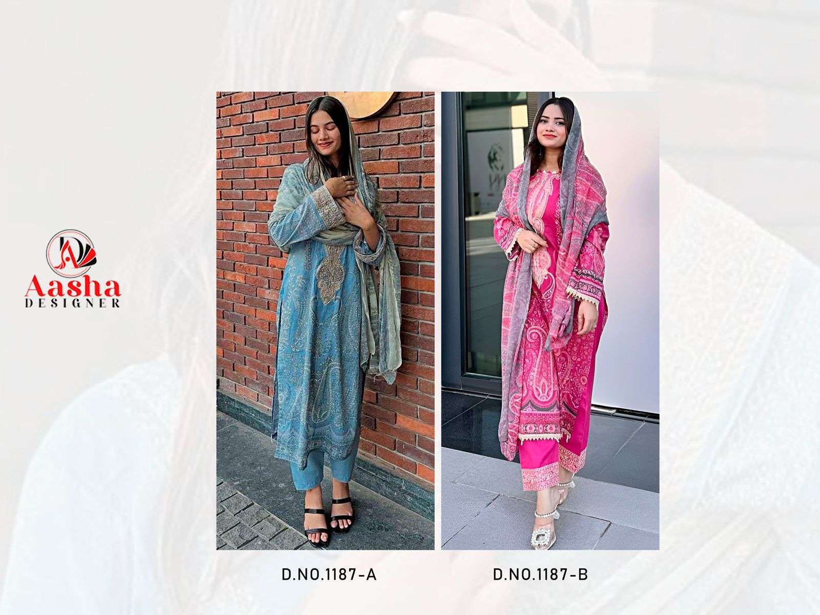 AASHA DESIGNER D NO 1187 COTTON HEAVY PATCH EMBROIDERY WORK SUIT