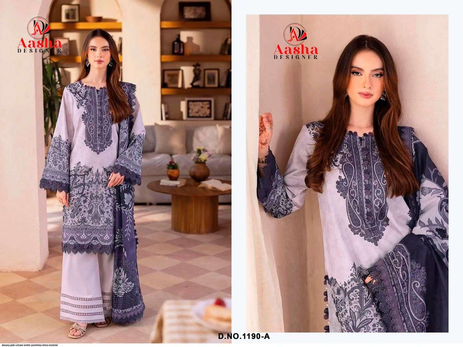AASHA DESIGNER D NO 1190 COTTON PATCH EMBROIDERY WORK SALWAR KAMEEZ 