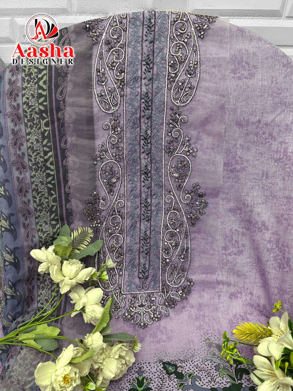 AASHA DESIGNER D NO 1190 COTTON PATCH EMBROIDERY WORK SALWAR KAMEEZ 