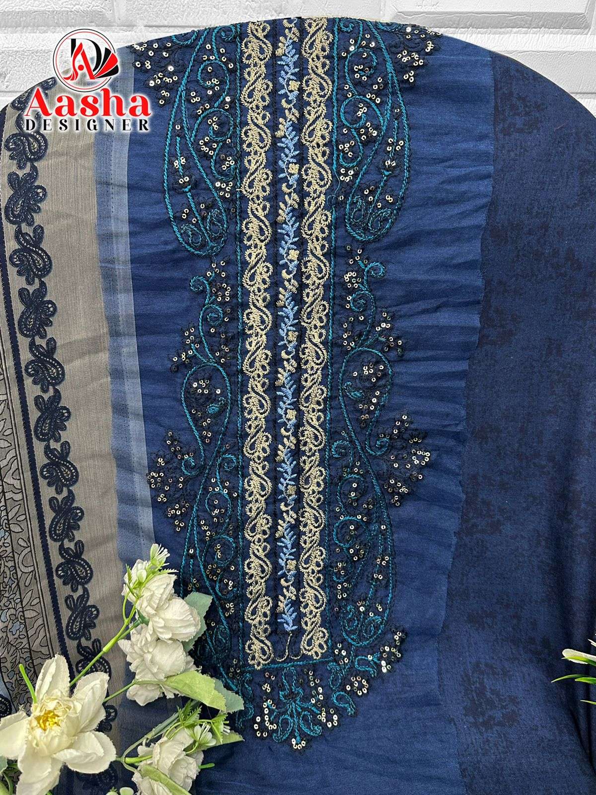 AASHA DESIGNER D NO 1190 COTTON PATCH EMBROIDERY WORK SALWAR KAMEEZ 