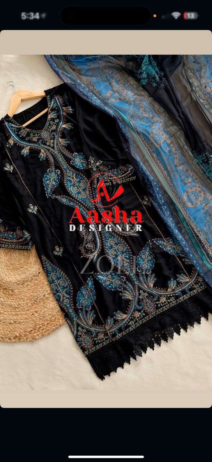 AASHA DESIGNER D NO 1195 AB & 2000 RAYON COTTON WITH EMBROIDERY WORK SALWAR KAMEEZ 