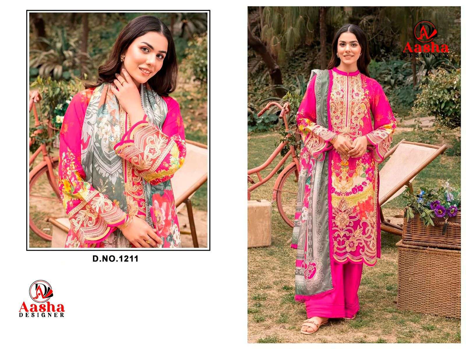 AASHA DESIGNER D NO 1211 COTTON PATCH EMBROIDERY WORK SALWAR KAMEEZ 
