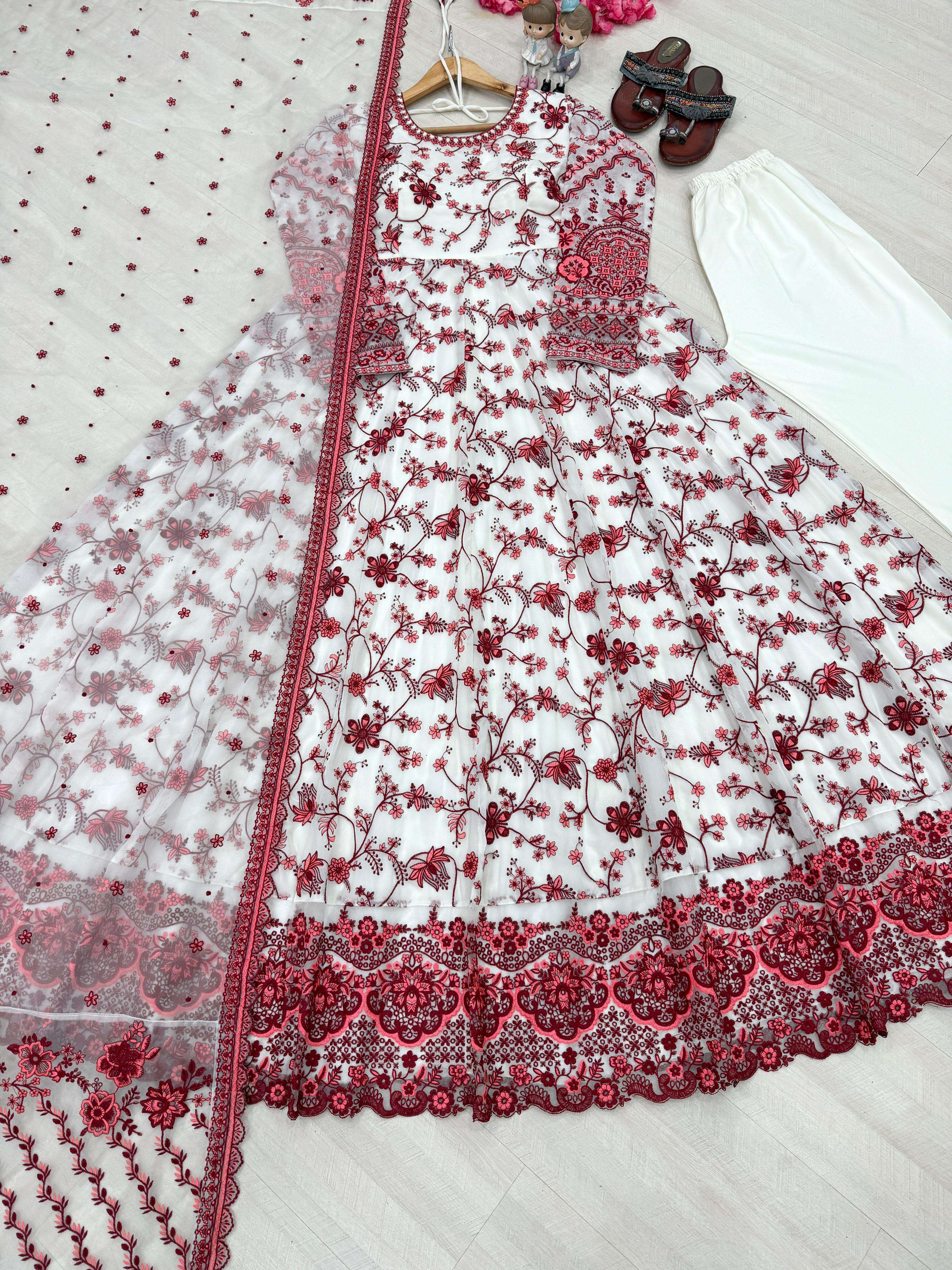 AD 227 GEORGETTE DESIGNER DESIGNER WORK EID WEAR LONG GOWN STYLE PAKISTANI SUIT