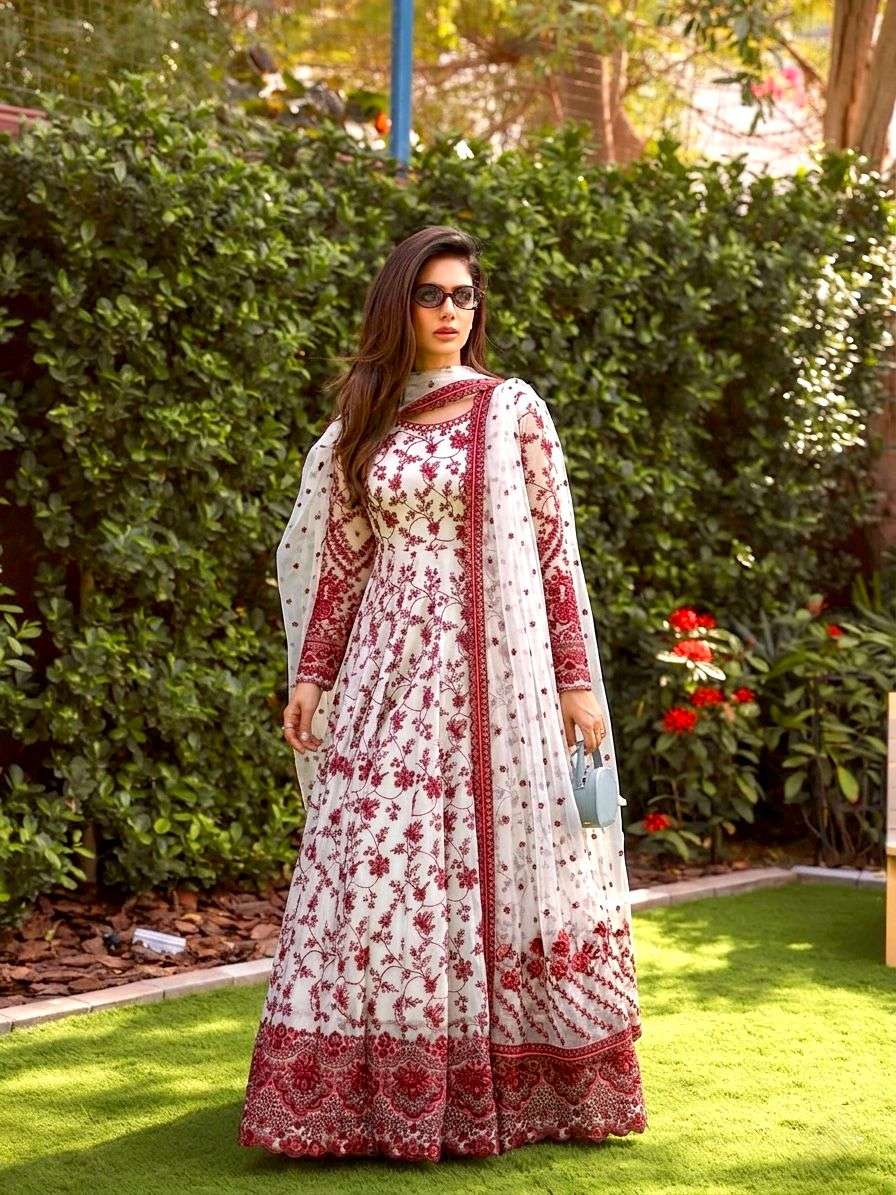 AD 227 GEORGETTE DESIGNER DESIGNER WORK EID WEAR LONG GOWN STYLE PAKISTANI SUIT