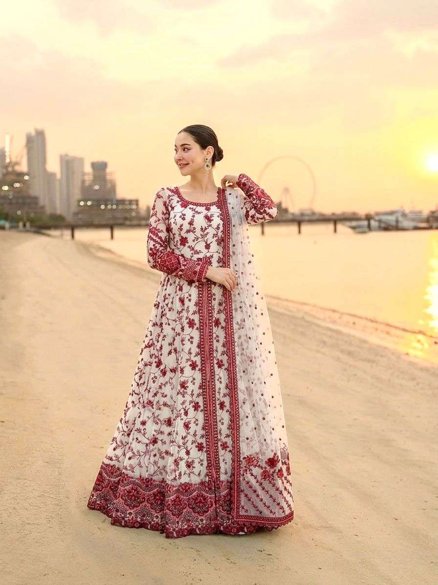 AD 227 GEORGETTE DESIGNER DESIGNER WORK EID WEAR LONG GOWN STYLE PAKISTANI SUIT