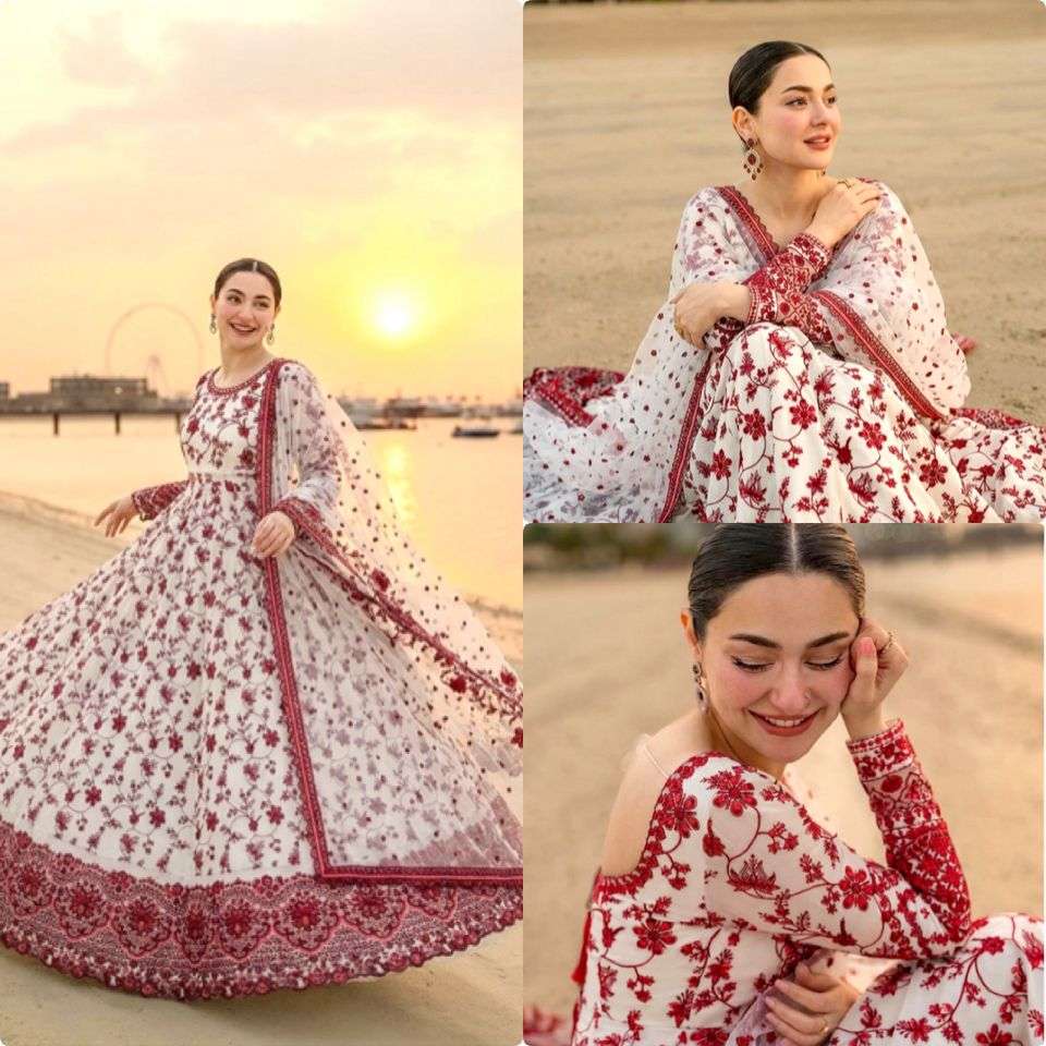 AD 227 GEORGETTE DESIGNER DESIGNER WORK EID WEAR LONG GOWN STYLE PAKISTANI SUIT