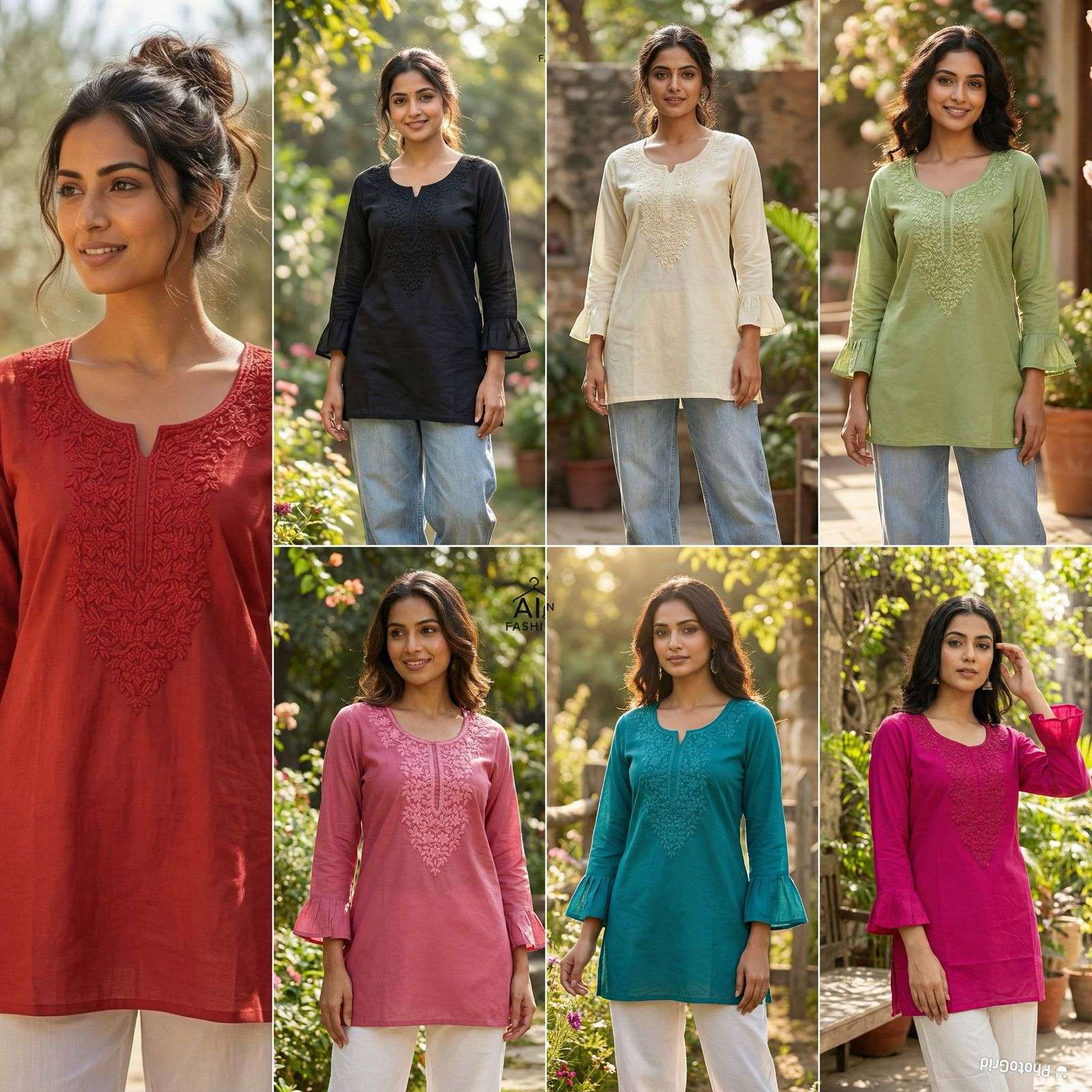 AI FASHION CHARMI VOL 2 RAYON FANCY CHIKANKARI WORK SHORT KURTI 