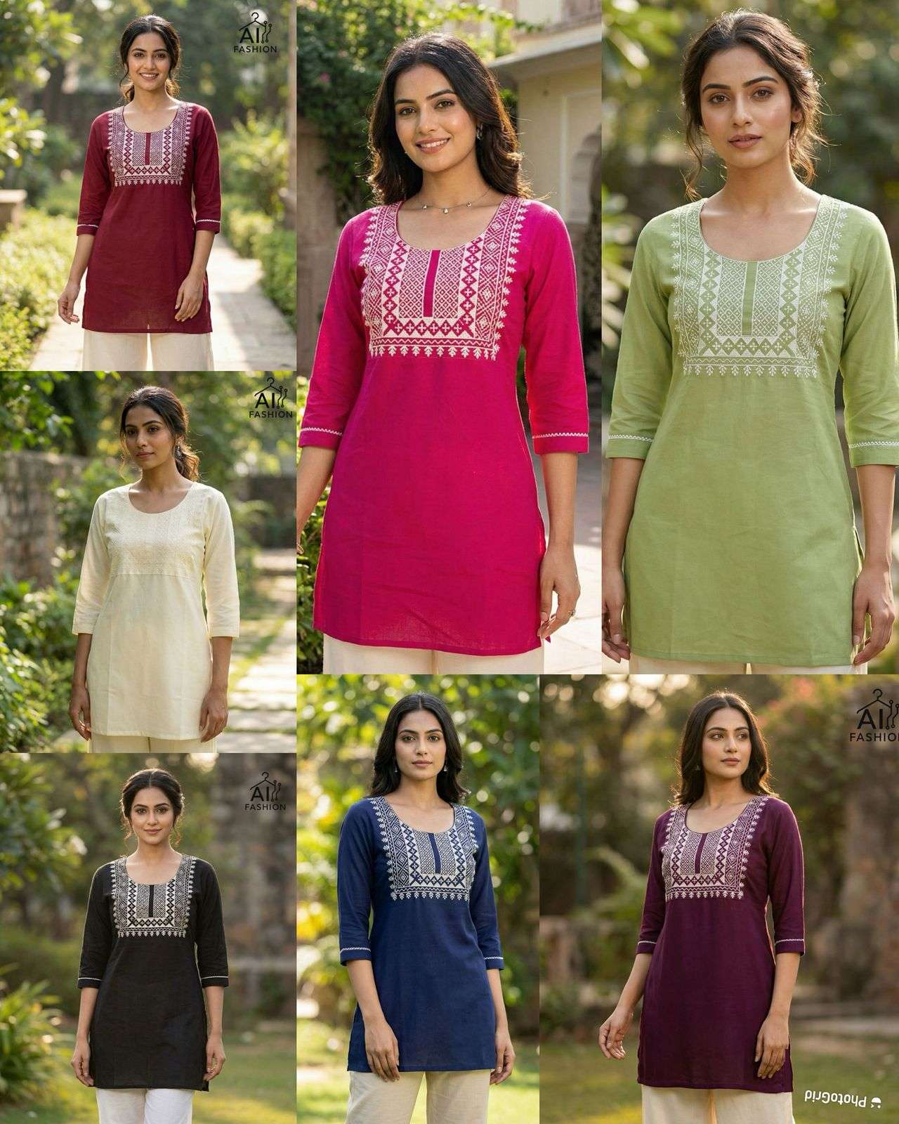 AI FASHION CHARMI VOL 3 RAYON FANCY WORK SUMMER WEAR SHORT KURTI	