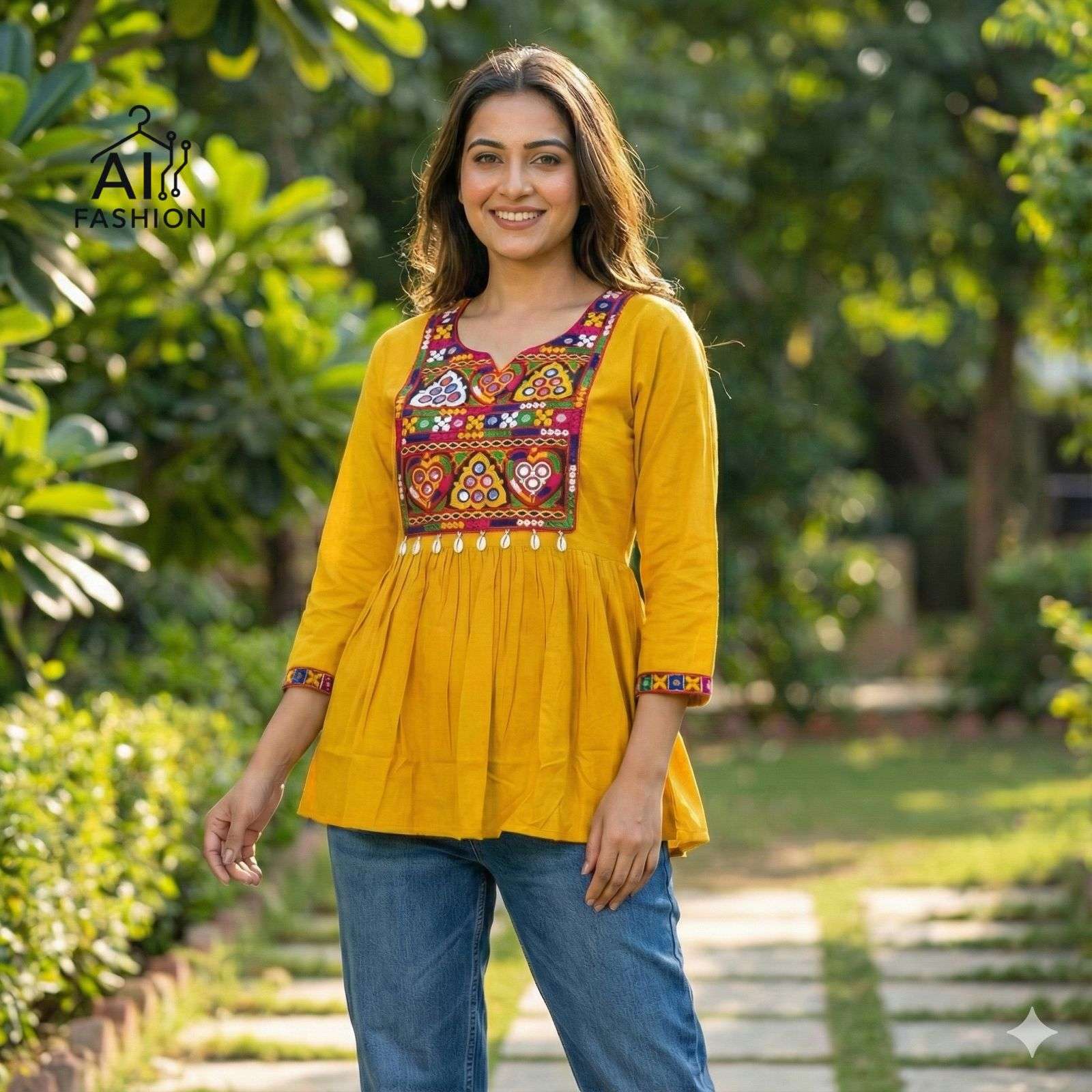 AI FASHION GAMTHI TOPS RAYON FANCY SUMMER WEAR LADIES TOP