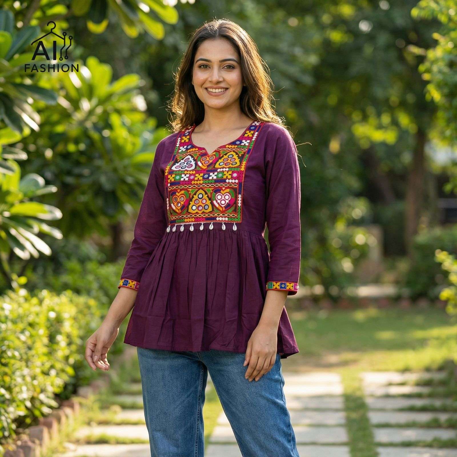 AI FASHION GAMTHI TOPS RAYON FANCY SUMMER WEAR LADIES TOP