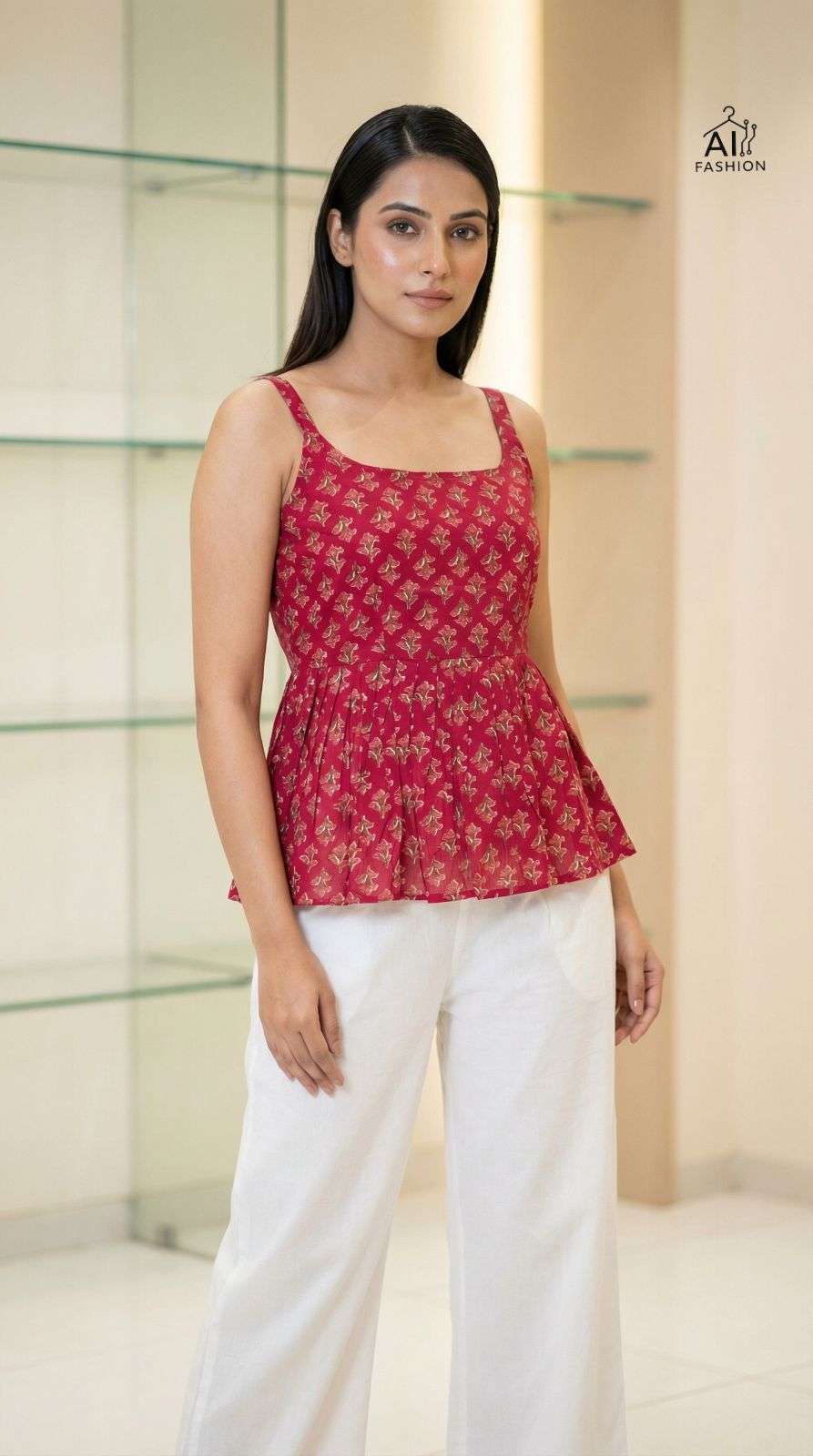 AI SUMMER TOPS COTTON PRINTED SUMMER WEAR LADIES TOP